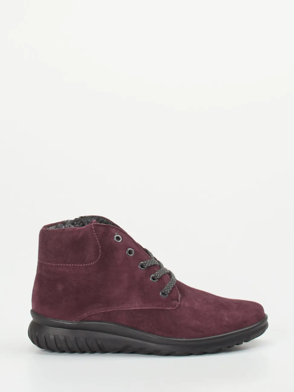 Semler – Schnürboots aus Veloursleder brombeerrot