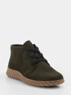 Semler – Schnürboots aus Veloursleder Olivgrün