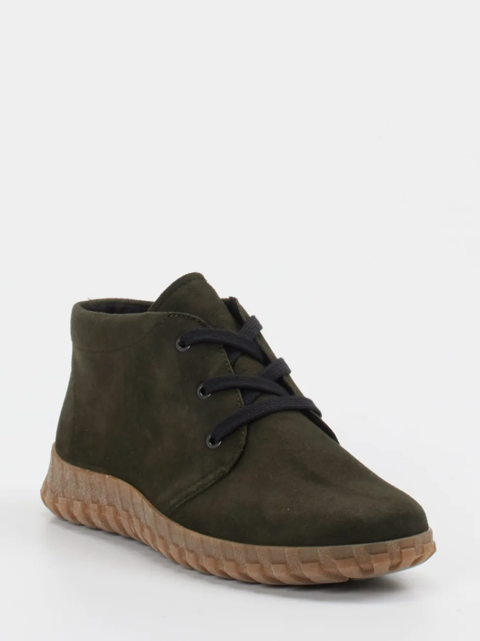 Semler – Schnürboots aus Veloursleder Olivgrün