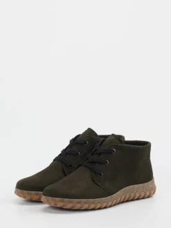 Semler – Schnürboots aus Veloursleder Olivgrün