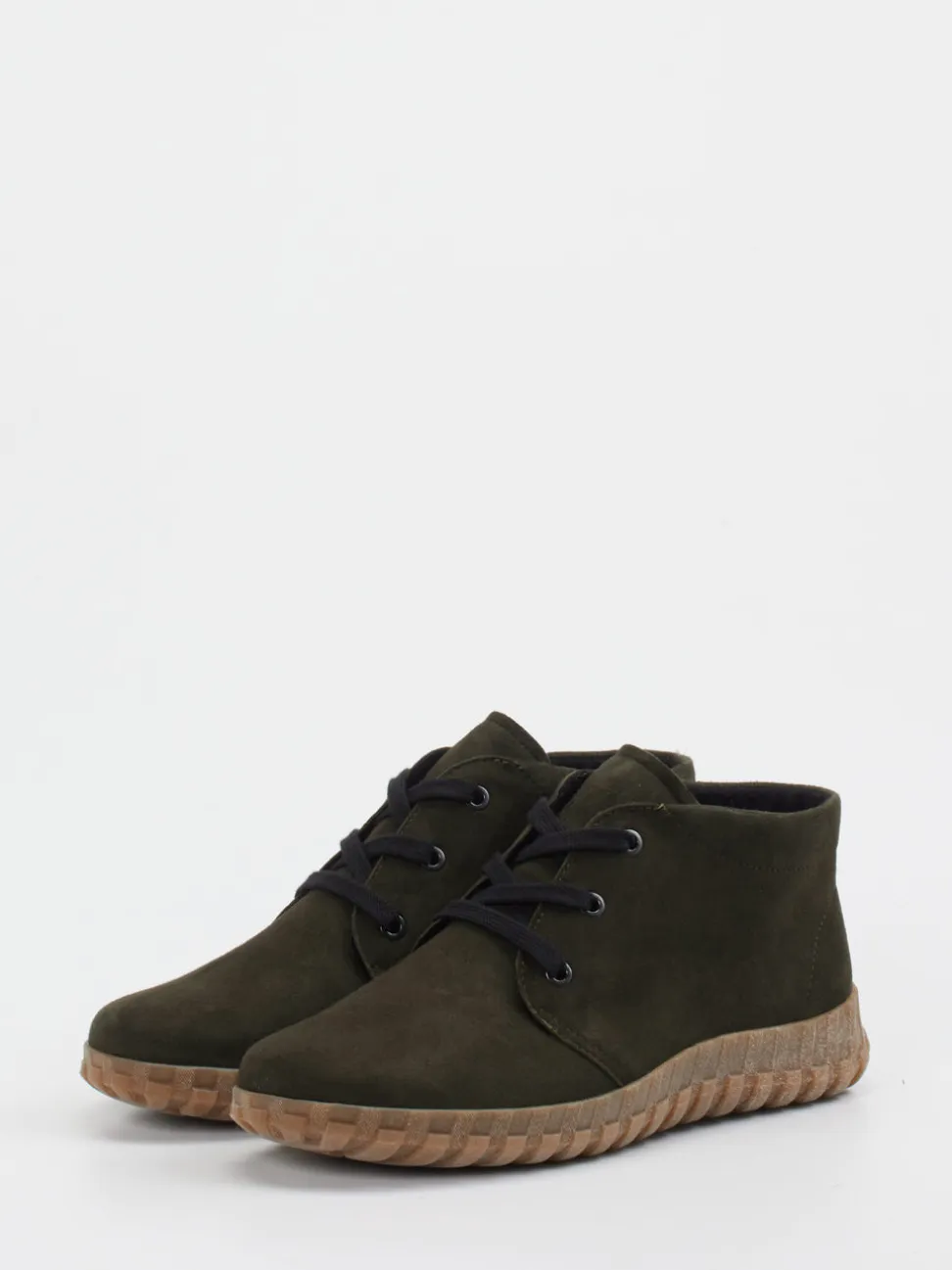 Semler – Schnürboots aus Veloursleder Olivgrün