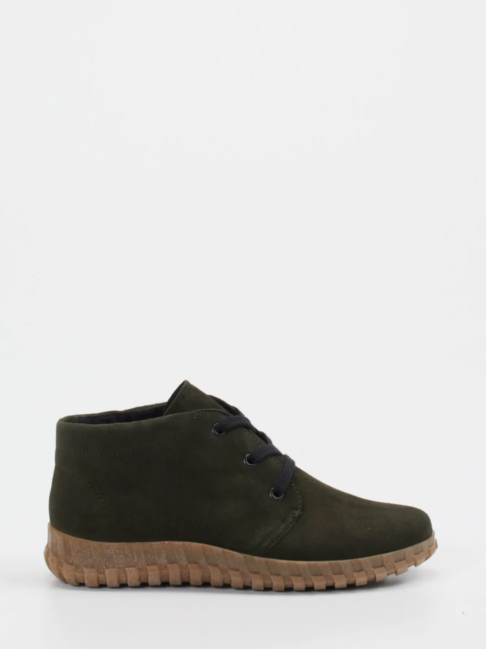 Semler – Schnürboots aus Veloursleder Olivgrün