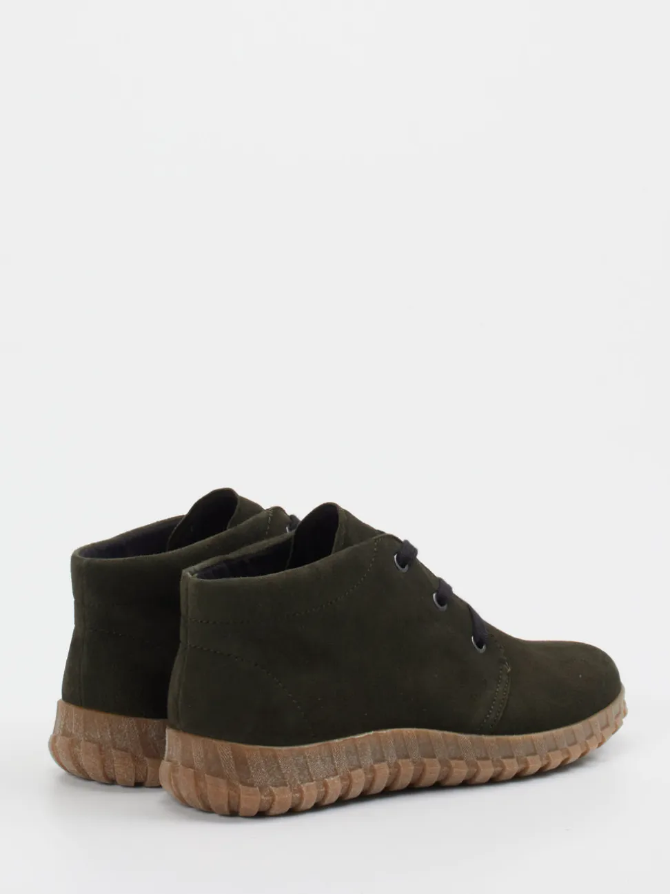 Semler – Schnürboots aus Veloursleder Olivgrün
