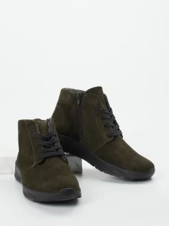 Semler – Schnürboots aus Veloursleder olivgrün