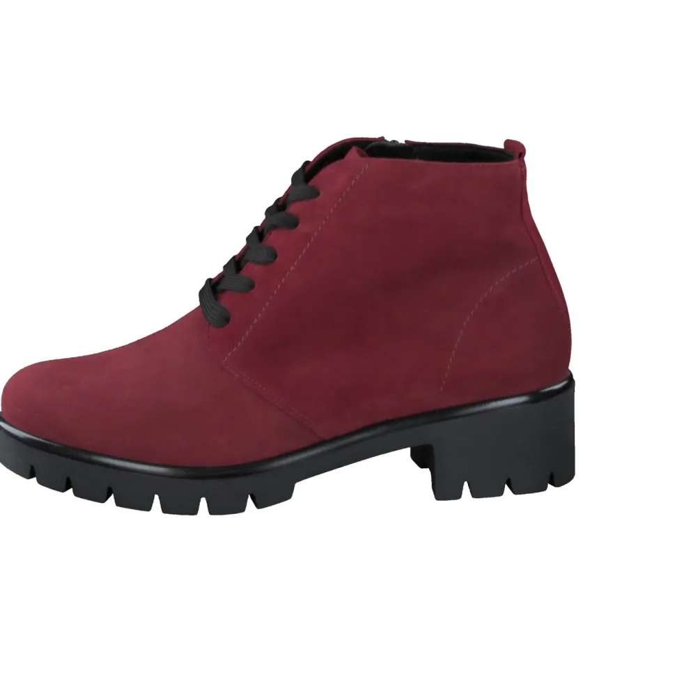 Semler – Schnür-Boots aus Veloursleder bordeauxrot