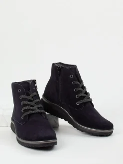Semler – Schnürboots aus Veloursleder in Dunkelblau