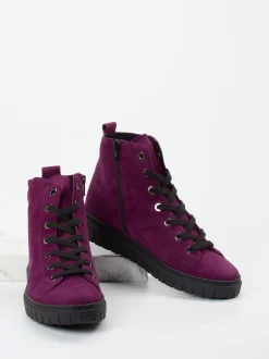 Semler – Schnürboots aus Veloursleder Pflaume