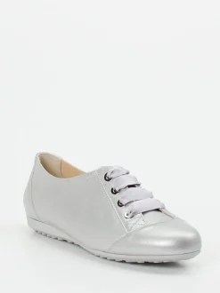 Semler – Schnürschuh aus Metallicleder silberfarben