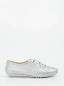Semler – Schnürschuh aus Metallicleder silberfarben