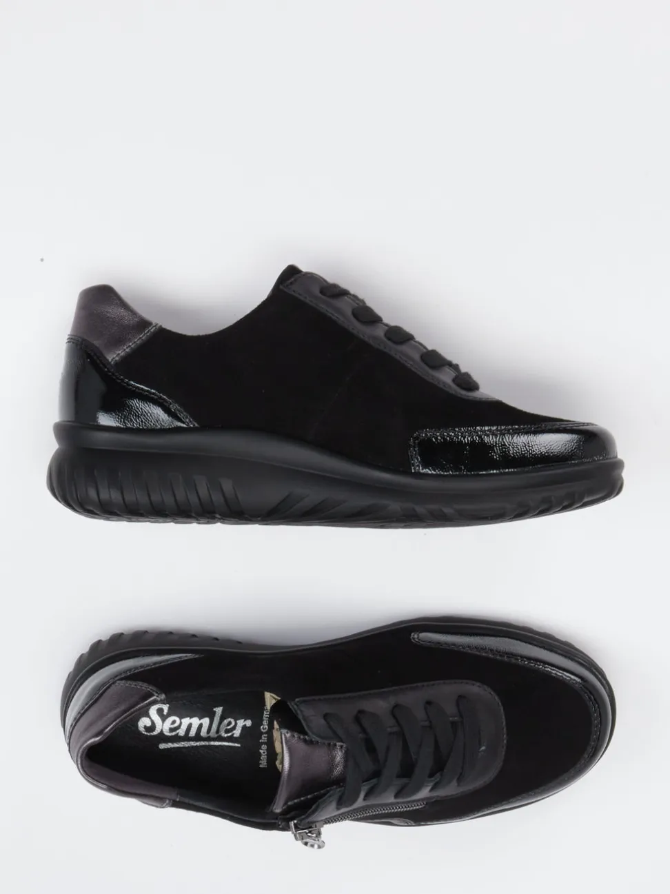Semler – Schnürschuh aus Veloursleder Schwarz