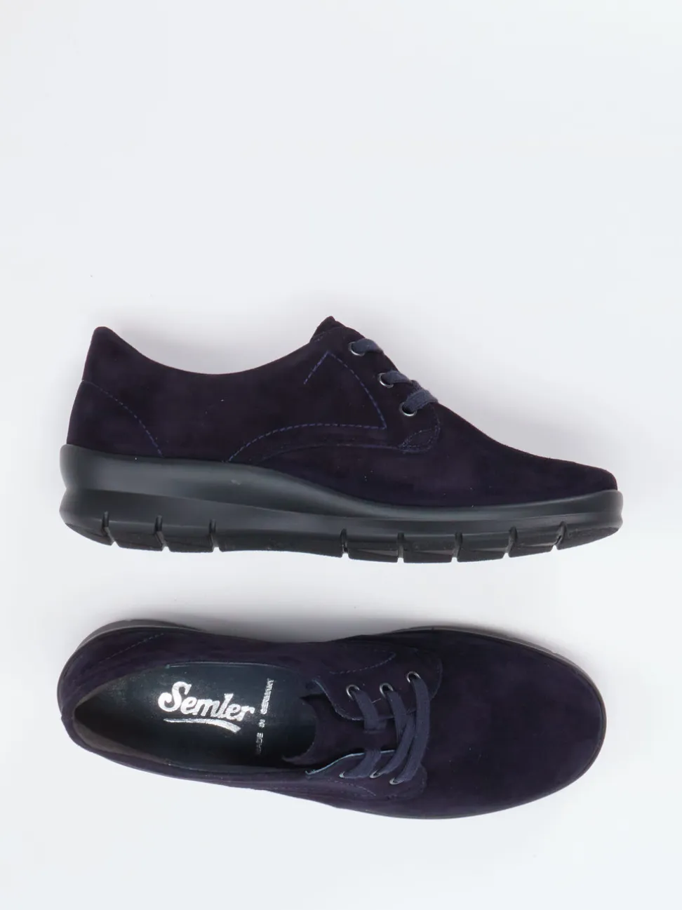 Semler – Schnürschuh aus Veloursleder Dunkelblau