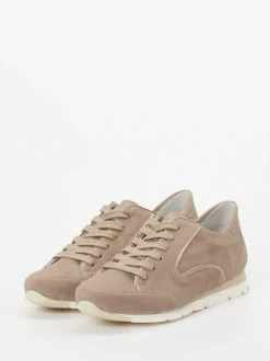 Semler – Schnürsneaker aus Veloursleder in Taupe