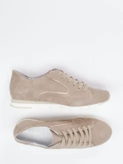 Semler – Schnürsneaker aus Veloursleder in Taupe
