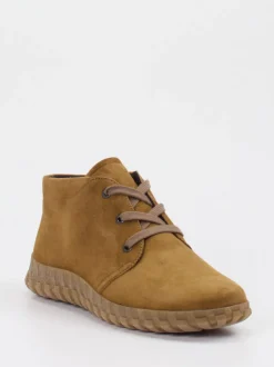 Semler – Schnürstiefelette aus Veloursleder cognacbraun