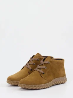 Semler – Schnürstiefelette aus Veloursleder cognacbraun