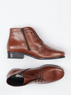 Semler – Schnürstiefelette aus Kalbleder mittelbraun