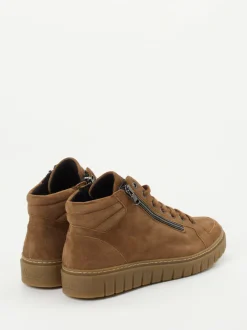 Semler – Schnürstiefelette aus Veloursleder cognacbraun
