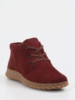 Semler – Schnürstiefelette aus Veloursleder bordeaux