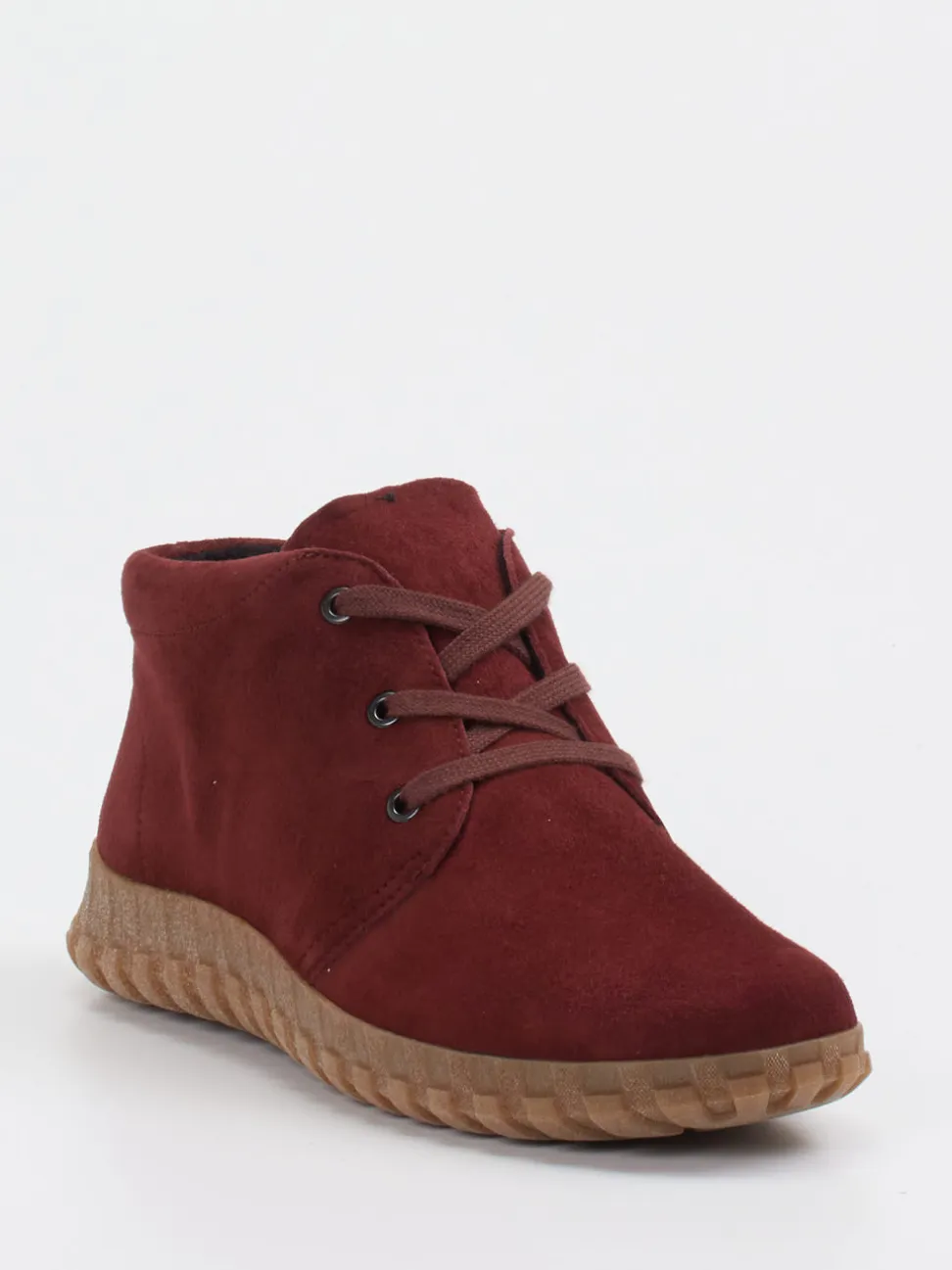 Semler – Schnürstiefelette aus Veloursleder bordeaux