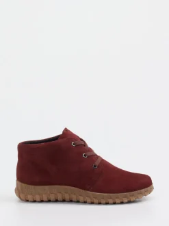Semler – Schnürstiefelette aus Veloursleder bordeaux