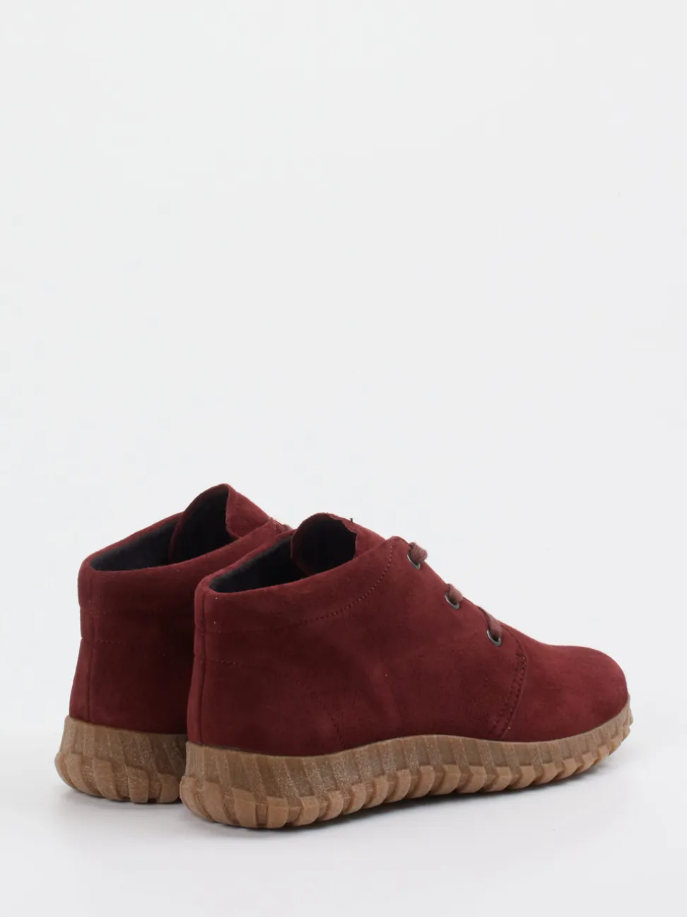 Semler – Schnürstiefelette aus Veloursleder bordeaux