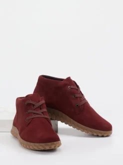 Semler – Schnürstiefelette aus Veloursleder bordeaux