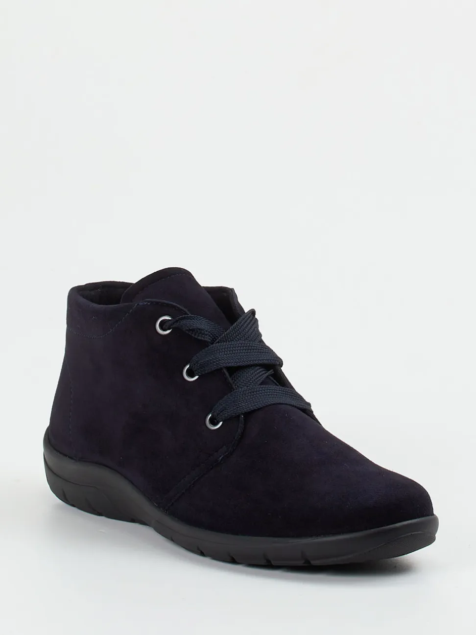 Semler – Schnürstiefelette aus Veloursleder blau