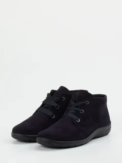 Semler – Schnürstiefelette aus Veloursleder blau