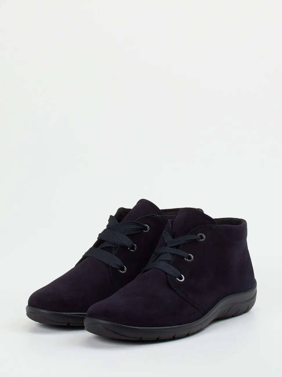 Semler – Schnürstiefelette aus Veloursleder blau