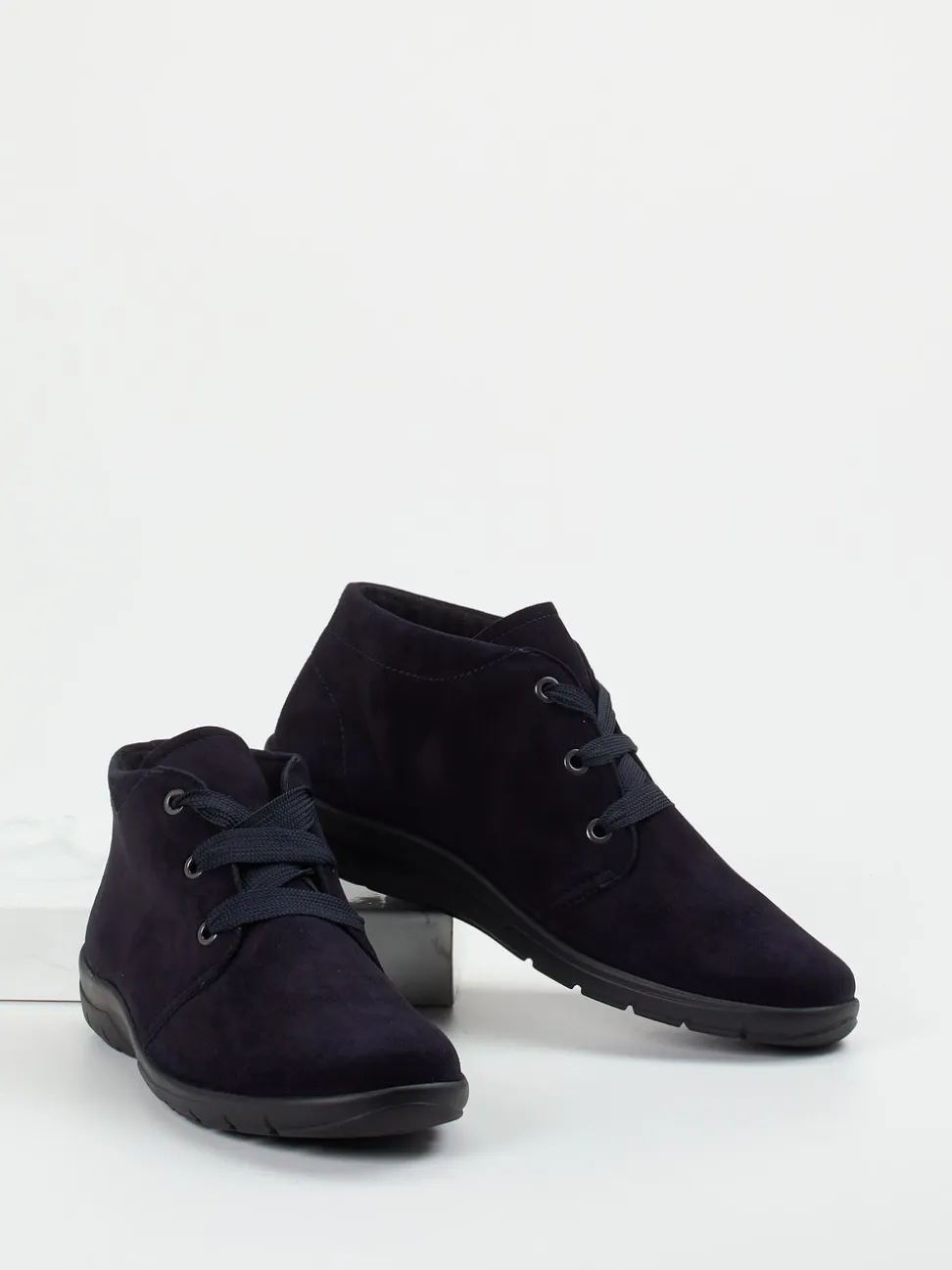 Semler – Schnürstiefelette aus Veloursleder blau