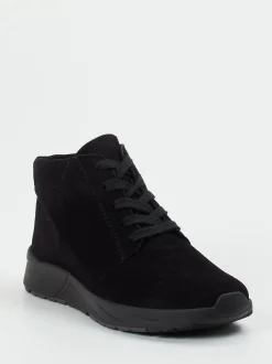 Semler – Schnürstiefelette aus Veloursleder schwarz
