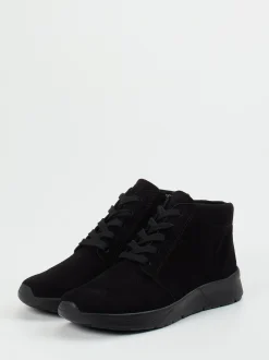 Semler – Schnürstiefelette aus Veloursleder schwarz