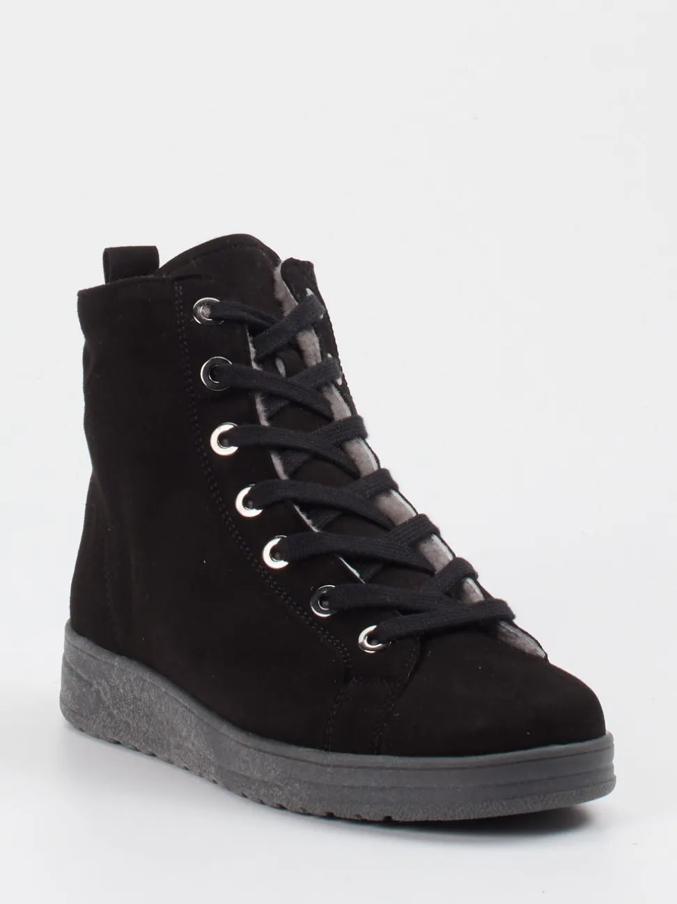 Semler – Schnürstiefelette aus Veloursleder schwarz