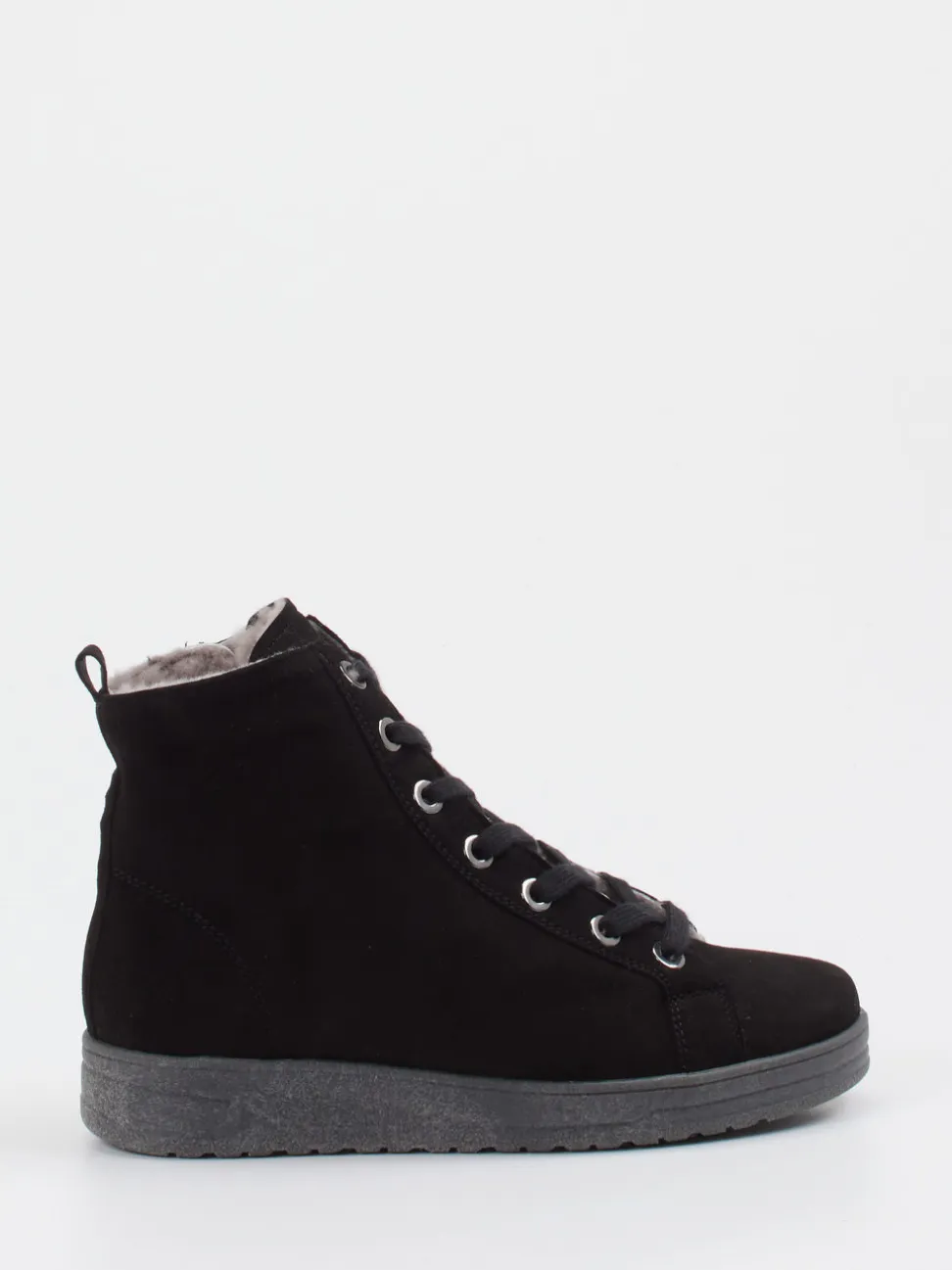 Semler – Schnürstiefelette aus Veloursleder schwarz