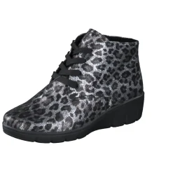 Semler – Schnürstiefelette aus geprägtem Leder metallicgrau
