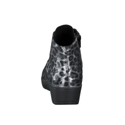 Semler – Schnürstiefelette aus geprägtem Leder metallicgrau