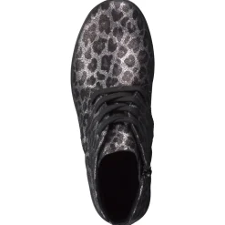 Semler – Schnürstiefelette aus geprägtem Leder metallicgrau