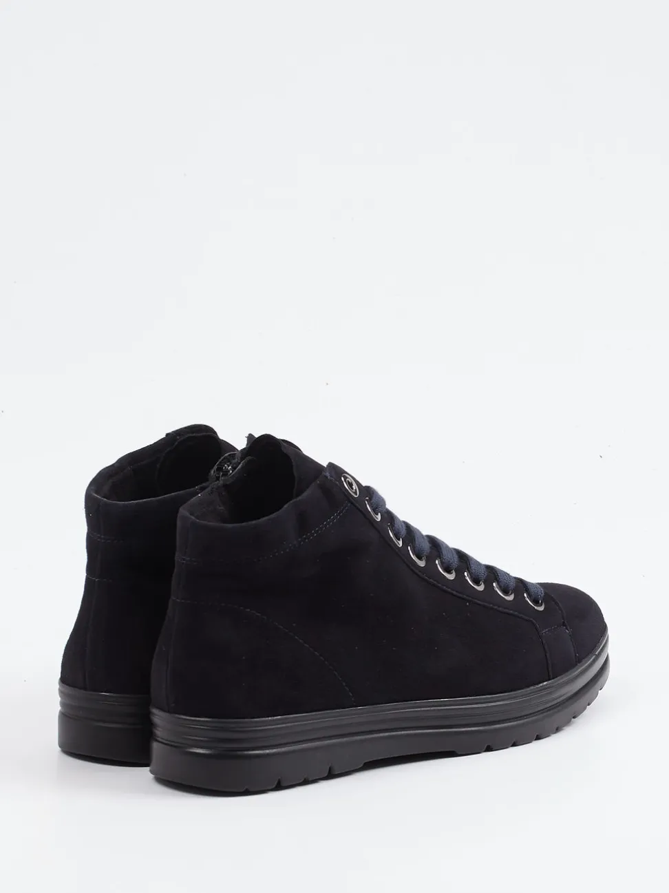 Semler – Schnürstiefelette aus Veloursleder blau