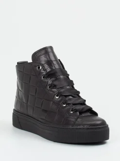 Semler – Schnürstiefelette aus geprägtem Leder Schwarz