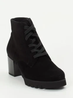 Semler – Schnürstiefelette aus Veloursleder Schwarz