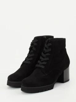 Semler – Schnürstiefelette aus Veloursleder Schwarz