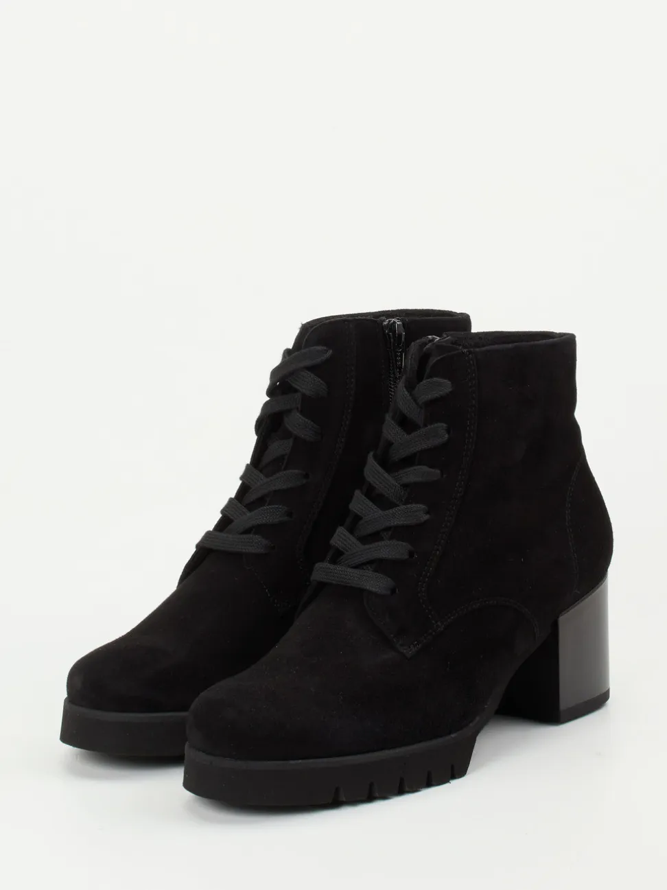 Semler – Schnürstiefelette aus Veloursleder Schwarz