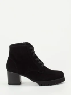Semler – Schnürstiefelette aus Veloursleder Schwarz