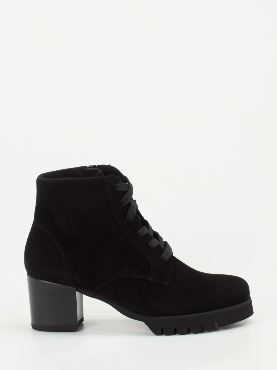 Semler – Schnürstiefelette aus Veloursleder Schwarz