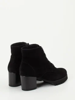 Semler – Schnürstiefelette aus Veloursleder Schwarz
