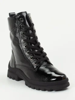 Semler – Schnürstiefelette aus Lackleder schwarz