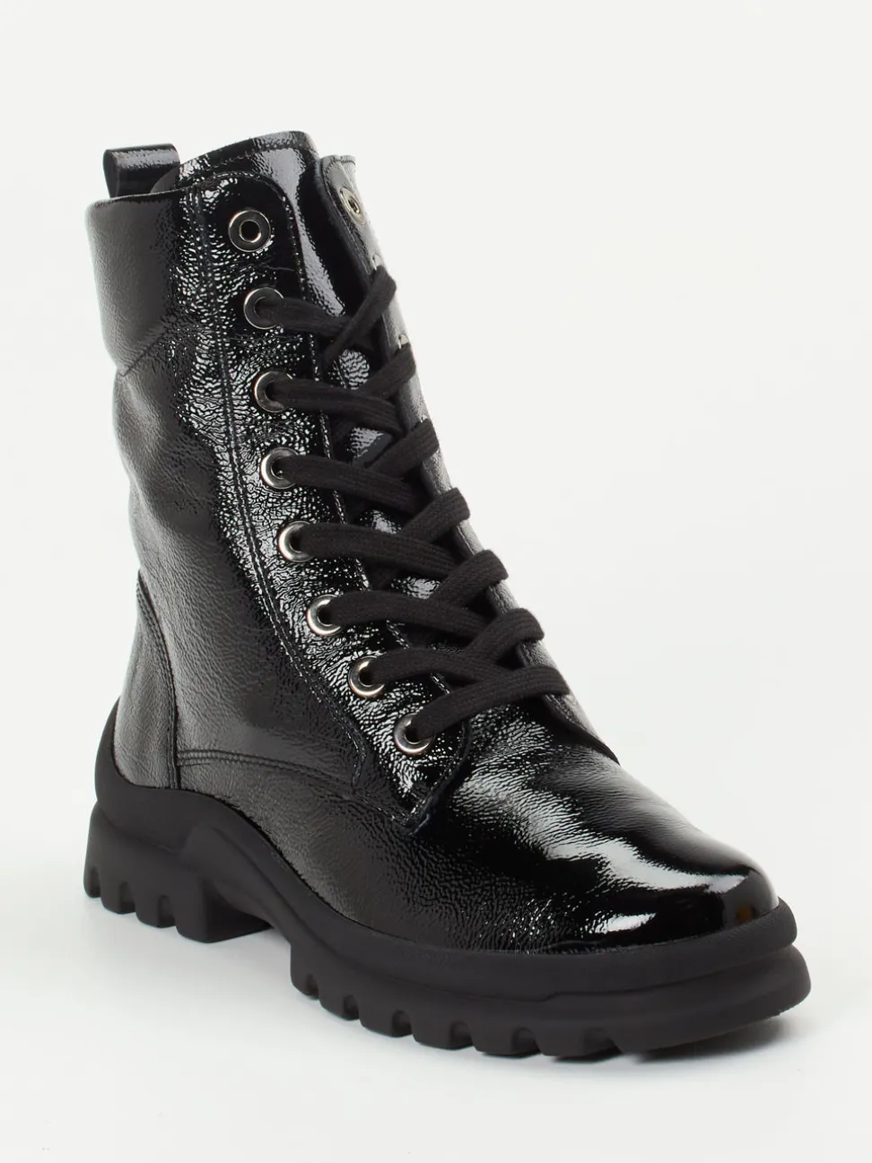 Semler – Schnürstiefelette aus Lackleder schwarz