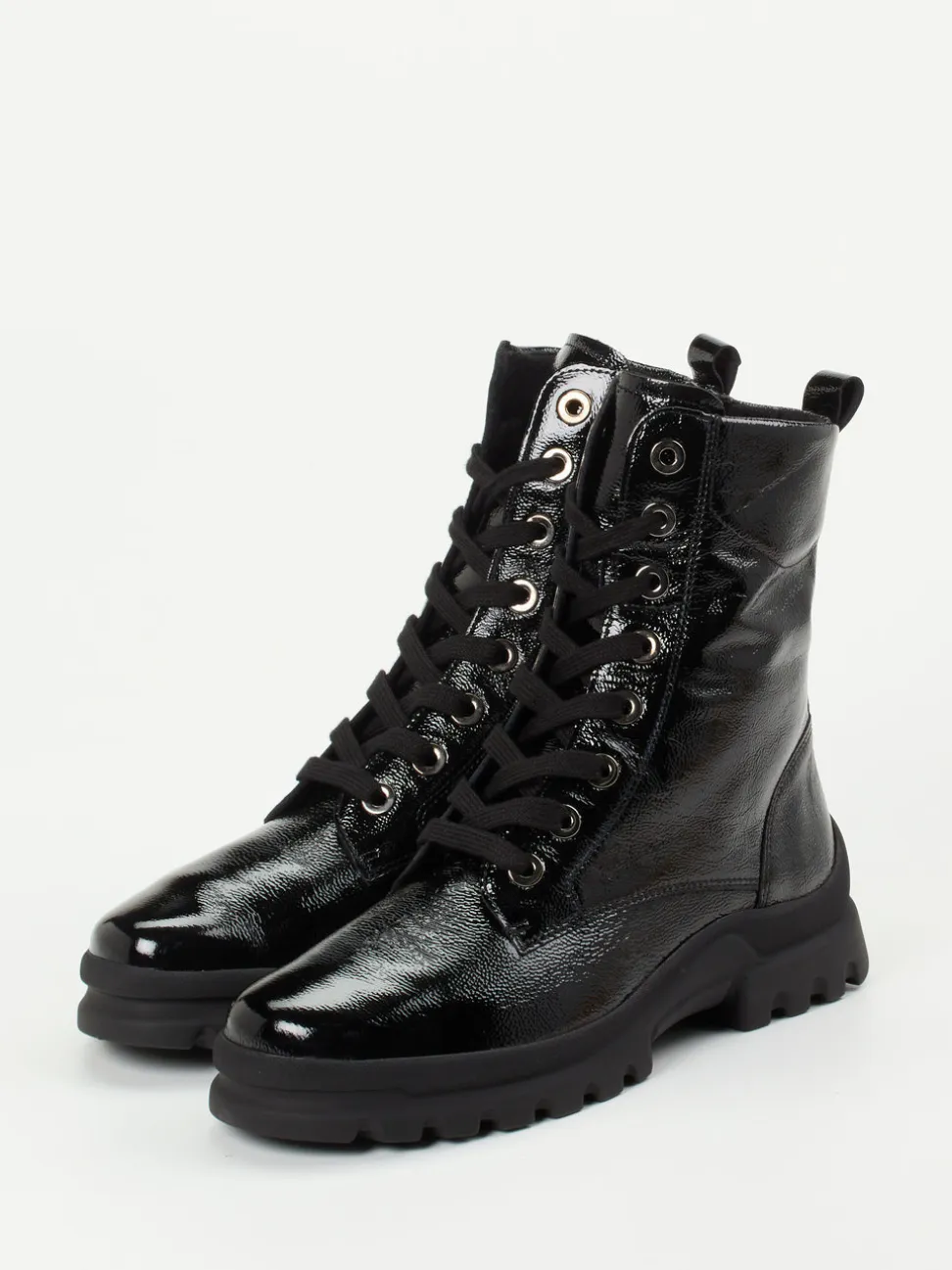 Semler – Schnürstiefelette aus Lackleder schwarz