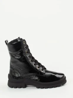 Semler – Schnürstiefelette aus Lackleder schwarz