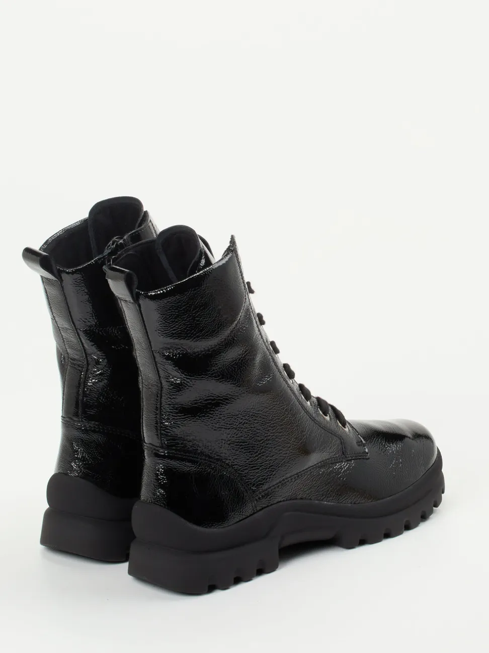 Semler – Schnürstiefelette aus Lackleder schwarz